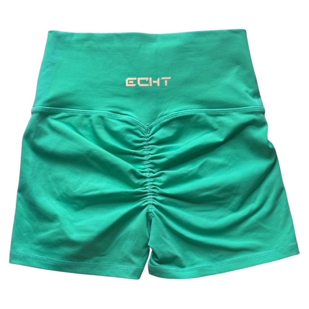 ECHT Force Scrunch Ruched Seam Bike Shorts in Aqua Green Women’s Small - Picture 3 of 4